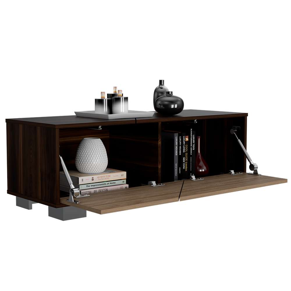 Mesa Fraktal Habano y Miel 104 cm con Dos Puertas - Mesas | Bylmo