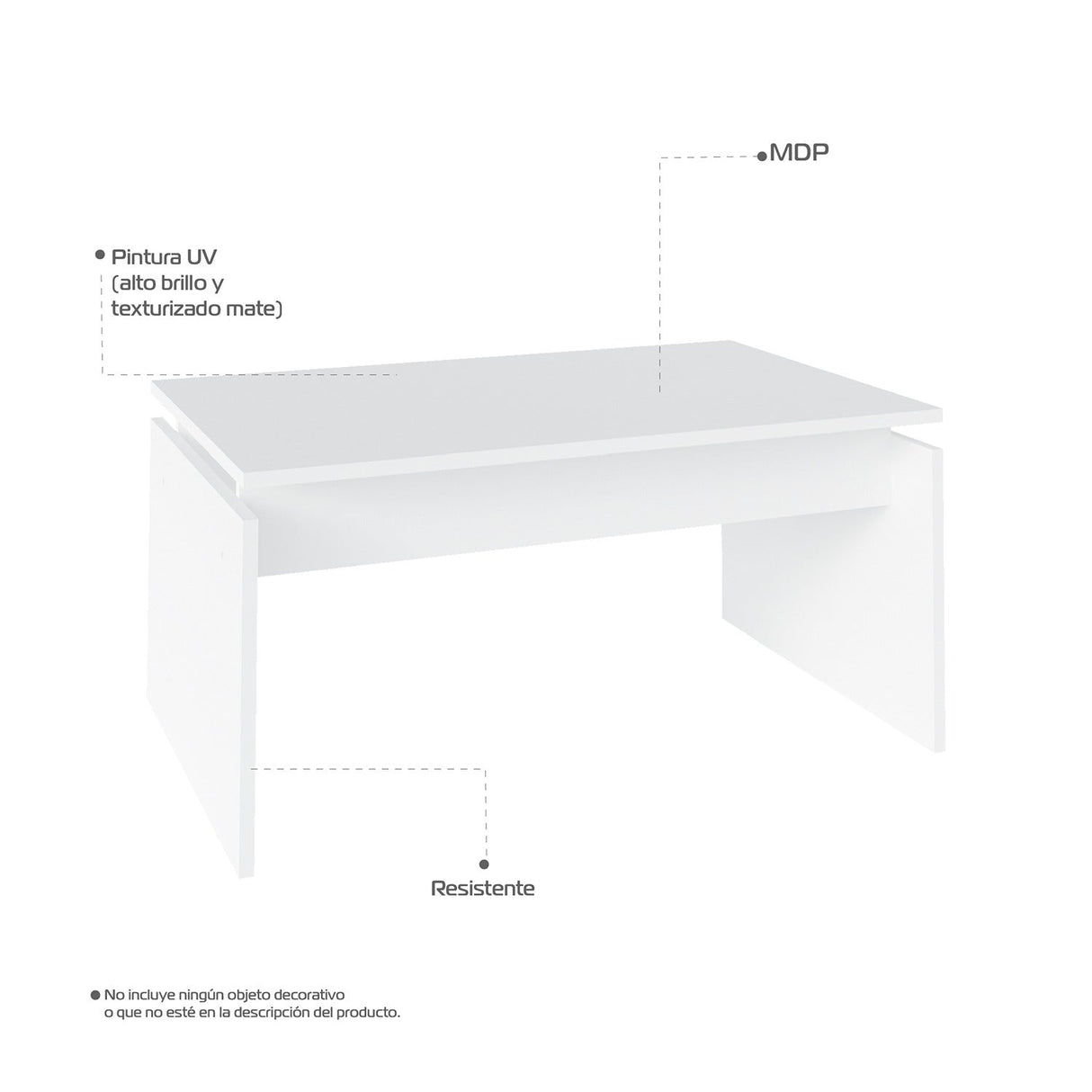 Mesa de Centro Katry Blanco 80 cm Rectangular Tradicional - Mesas de Centro | Bylmo
