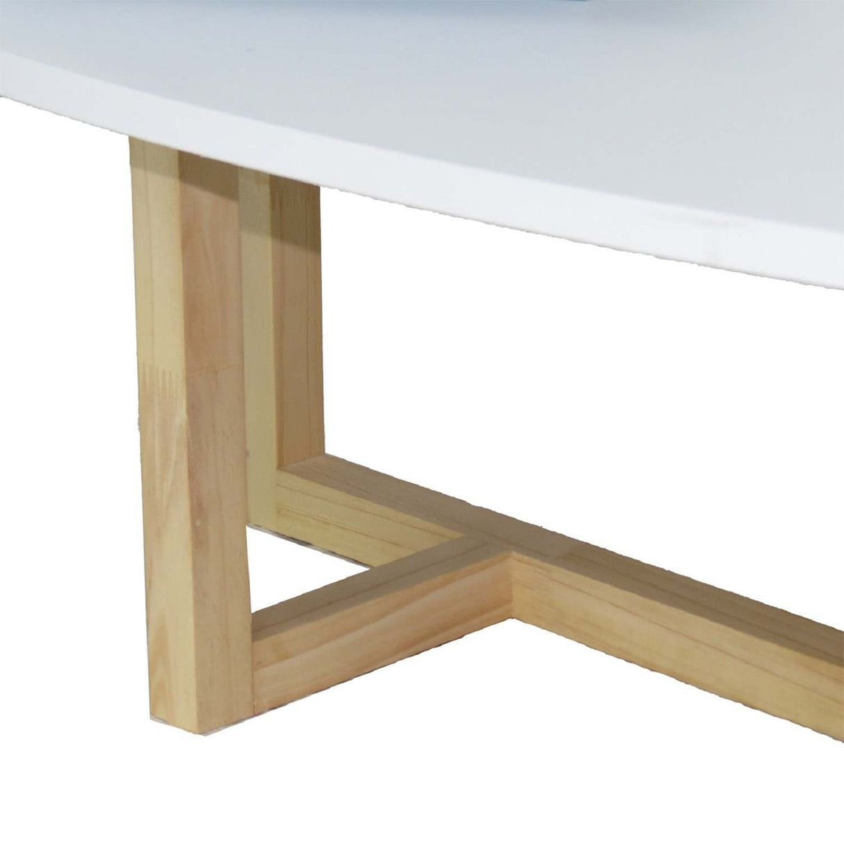 Mesa de Centro Roma Blanco 120 cm Ovalada con Patas de Madera - Mesas de Centro | Bylmo
