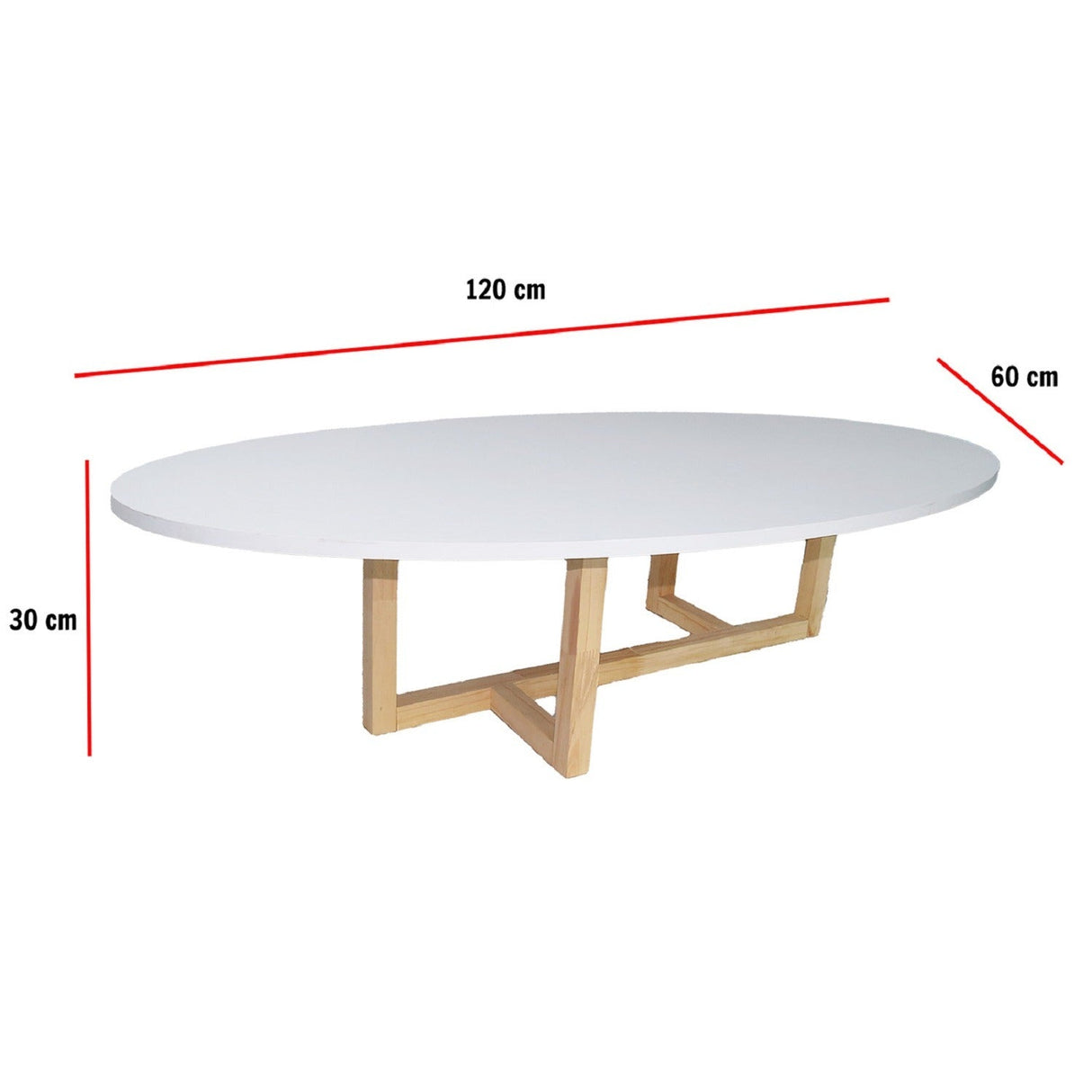 Mesa de Centro Roma Blanco 120 cm Ovalada con Patas de Madera - Mesas de Centro | Bylmo