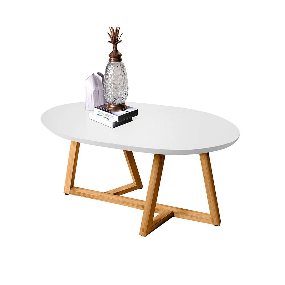 Mesa de Centro Tampa Blanco Almendra 90x30cm Ovalado Con Patas - Mesas | Bylmo