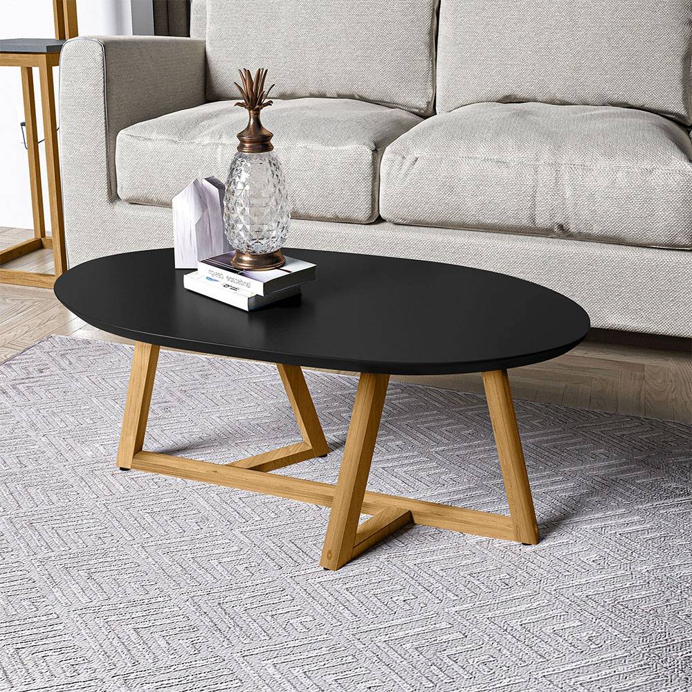 Mesa Tampa Almendra y Negro 90 cm Ovalada con Una Puerta - Mesas | Bylmo