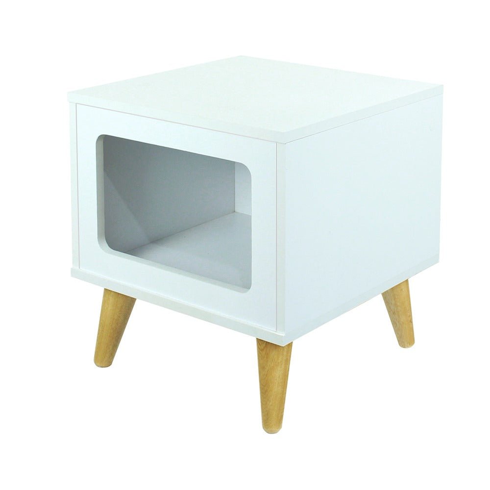 Mesa de Noche Auxiliar Blanco 39 cm con Espacio para Mascota - Mesas de Noche | Bylmo