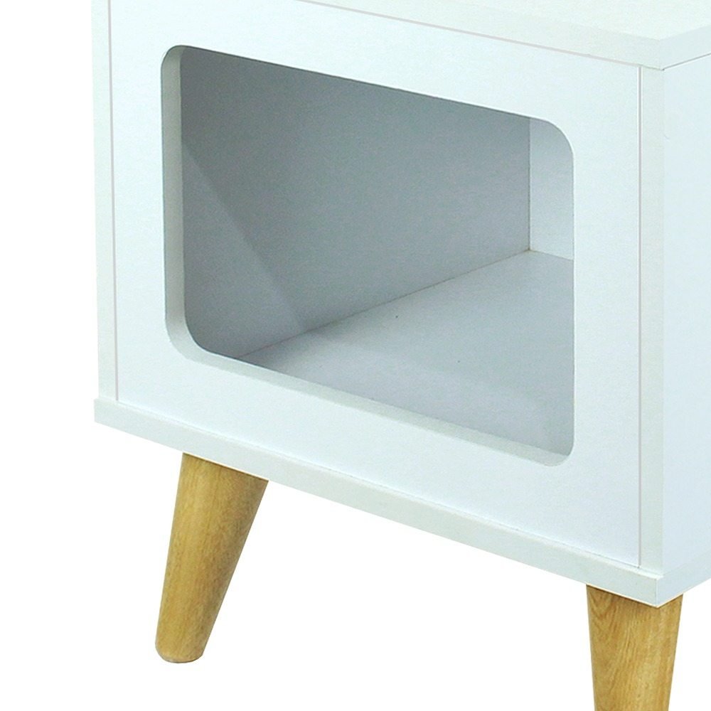 Mesa de Noche Auxiliar Blanco 39 cm con Espacio para Mascota - Mesas de Noche | Bylmo