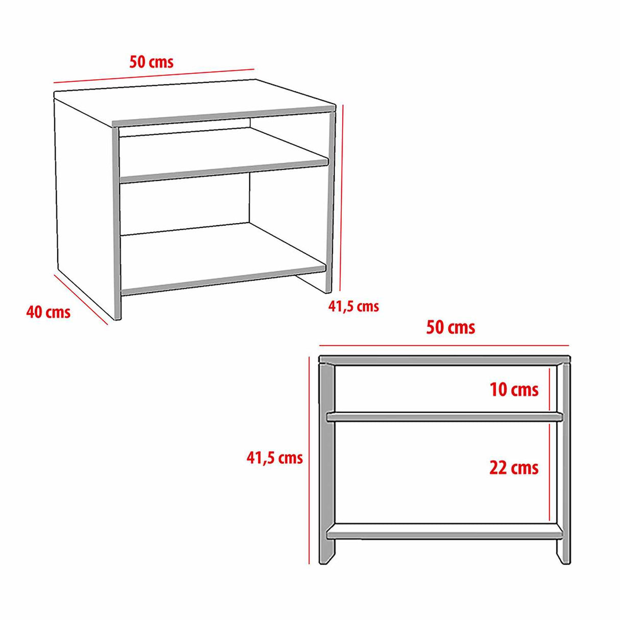 Mesa de Noche Caen Nogal 50 cm con Compartimiento - Mesas de Noche | Bylmo