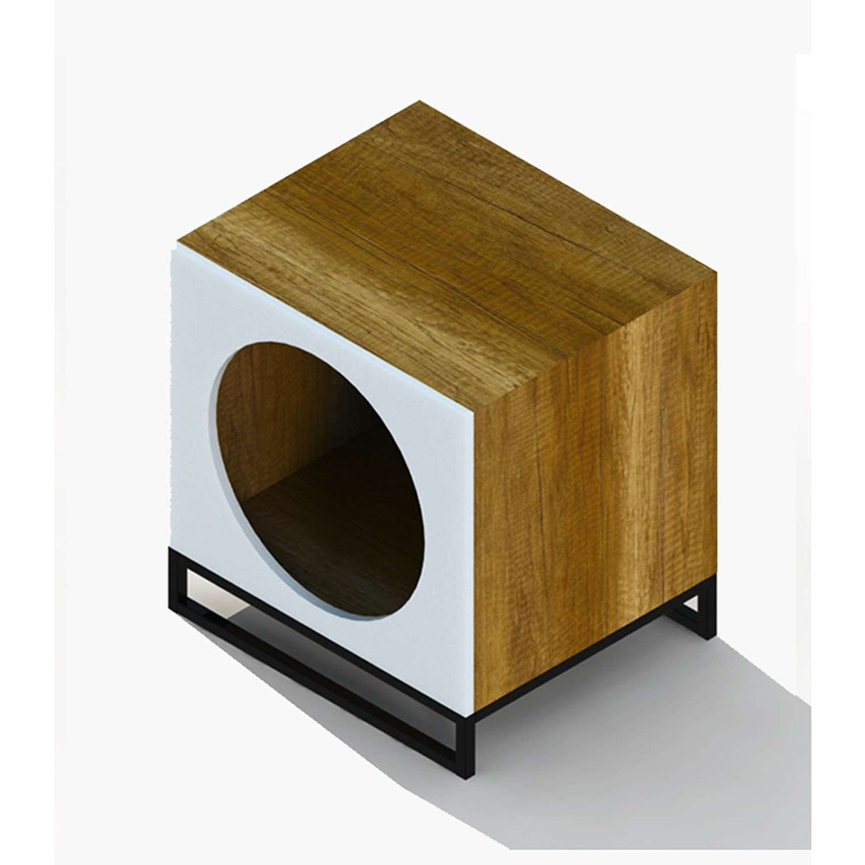 Mesa de Noche Catscape 55 cm Caramelo Y Blanco con Espacio para Gatos - Muebles para Mascotas | Bylmo