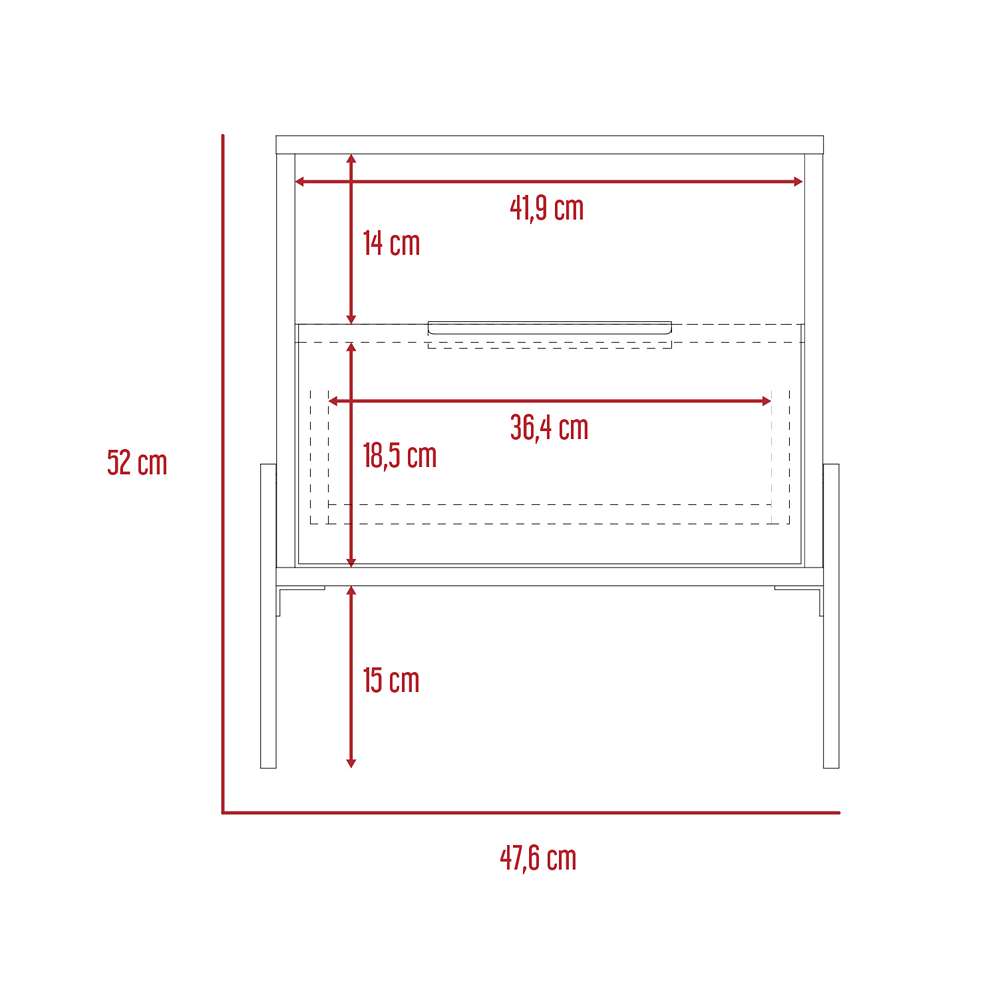 Mesa de Noche Collection W Blanco 47x47cm con Un Cajón y con Un Compartimiento - Mesas de Noche | Bylmo