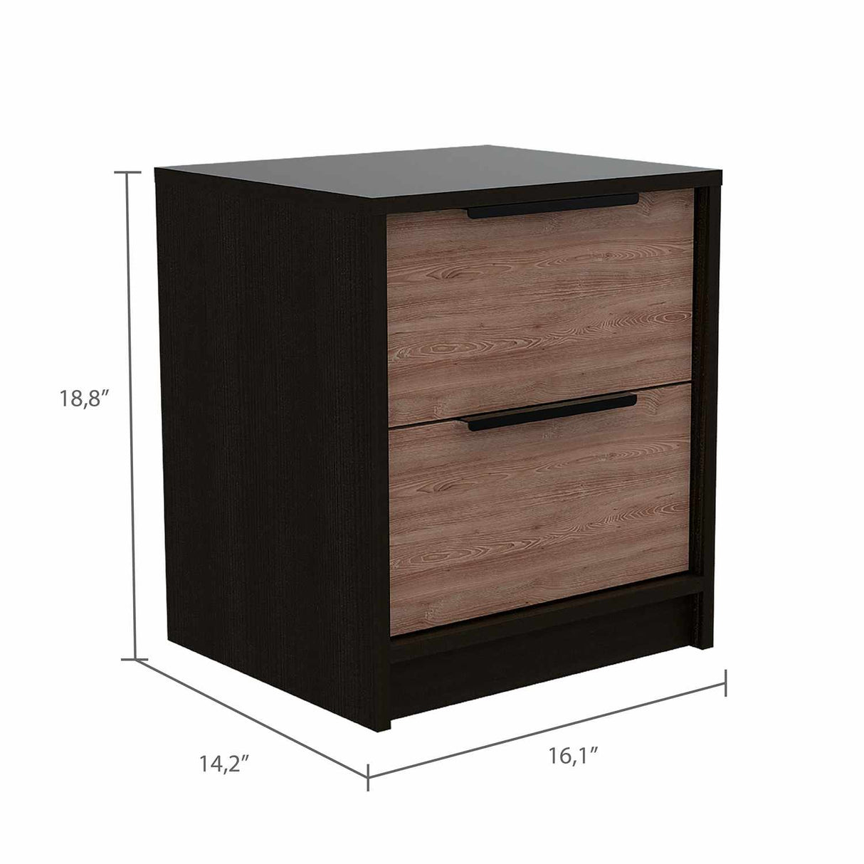 Mesa de Noche Kaia Wengue 41x48cm con Dos Cajones - Mesas de Noche | Bylmo