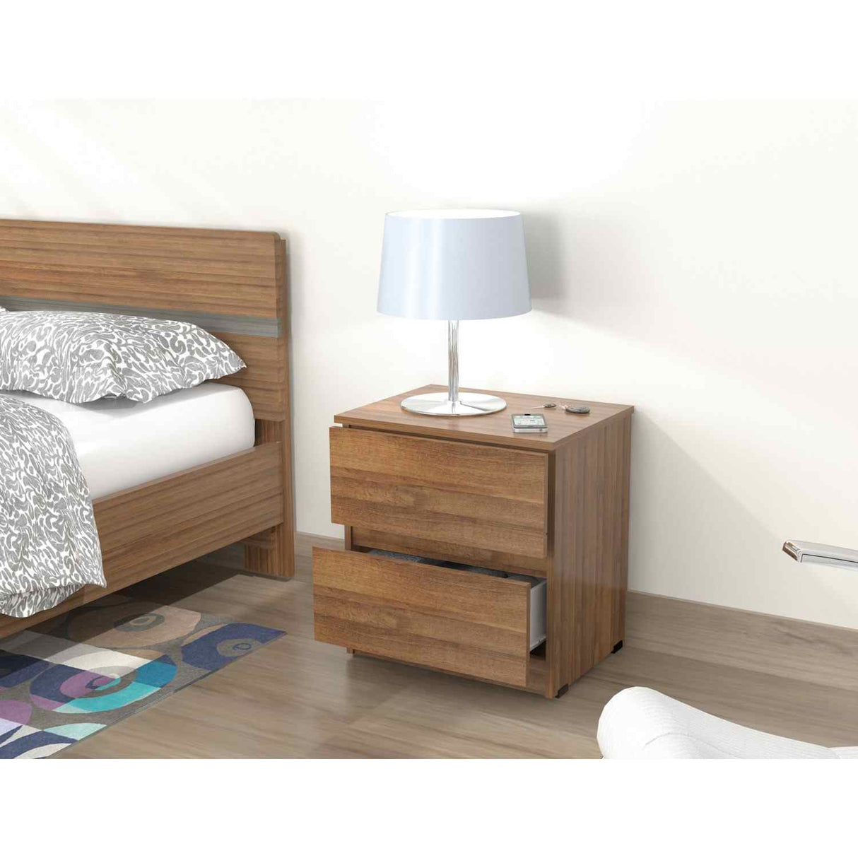 Mesa de Noche MN2610 Amareto 48 cm con Cajones - Mesas de Noche | Bylmo