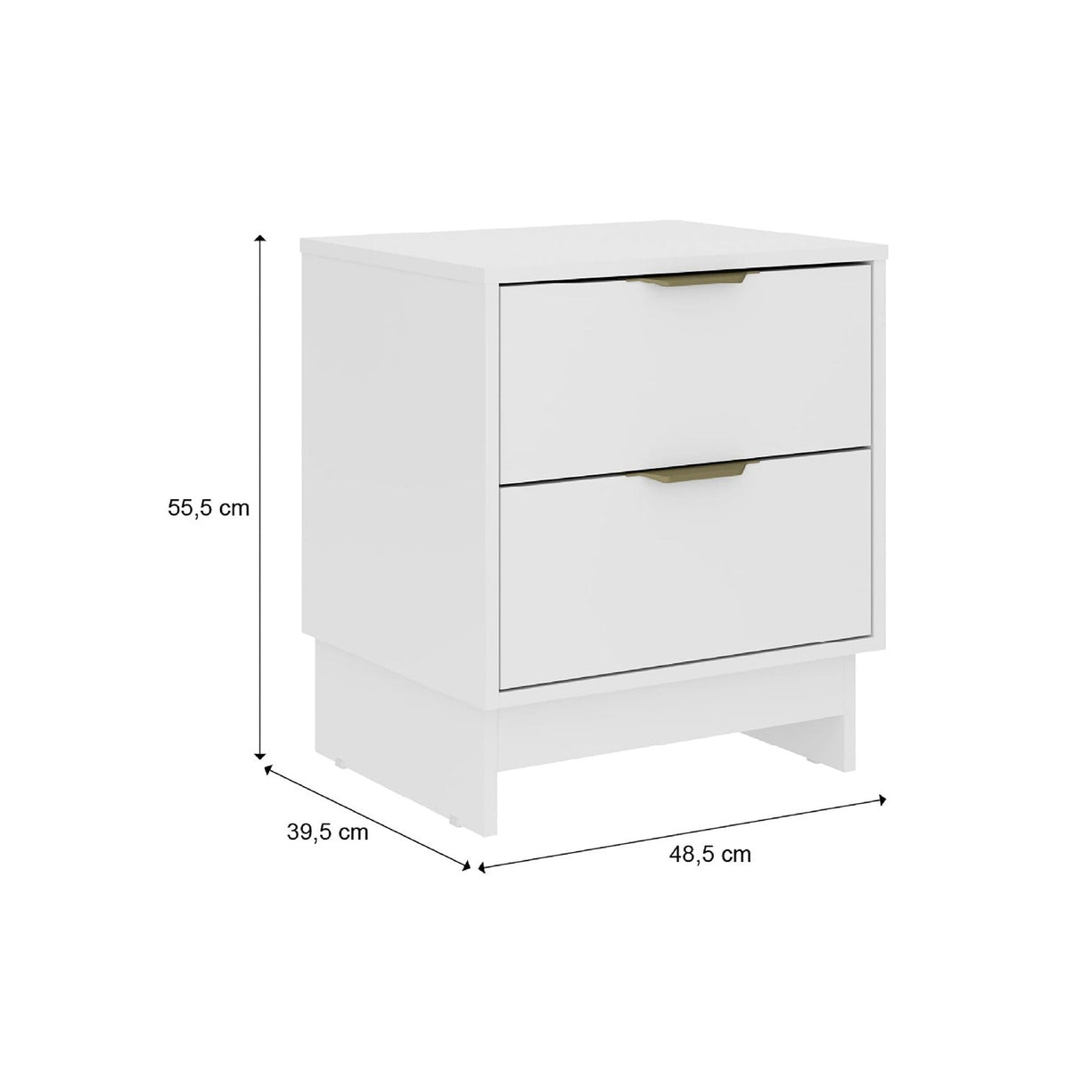 Mesa de Noche Maui Blanco 49x56cm con Dos Cajones - Mesas de Noche | Bylmo