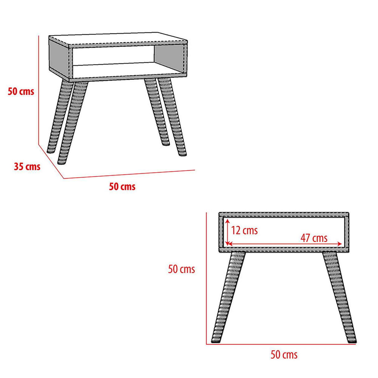 Mesa de Noche Metz Nogal 50 cm con Compartimiento - Mesas de Noche | Bylmo