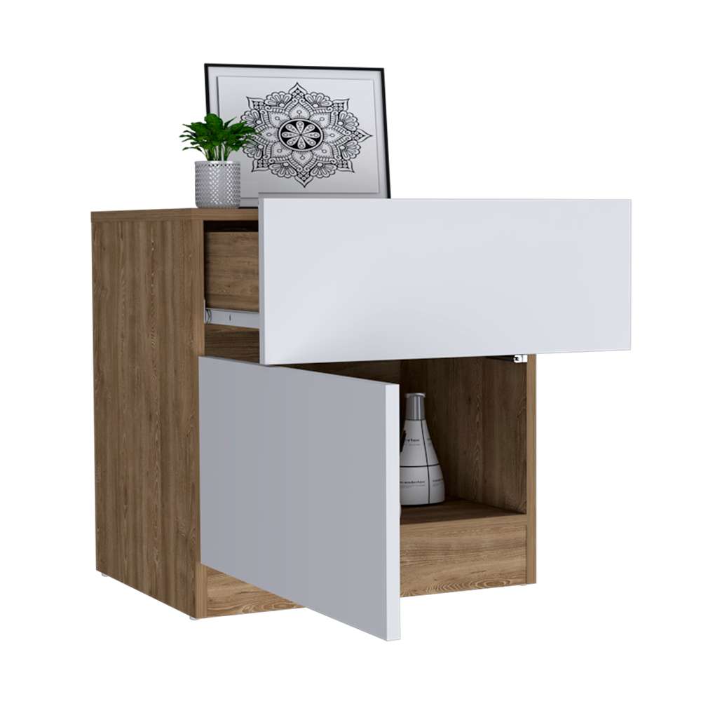 Mesa de Noche Nebraska Miel 50x52.6cm con Un Cajón y con Una Puerta - Mesas de Noche | Bylmo