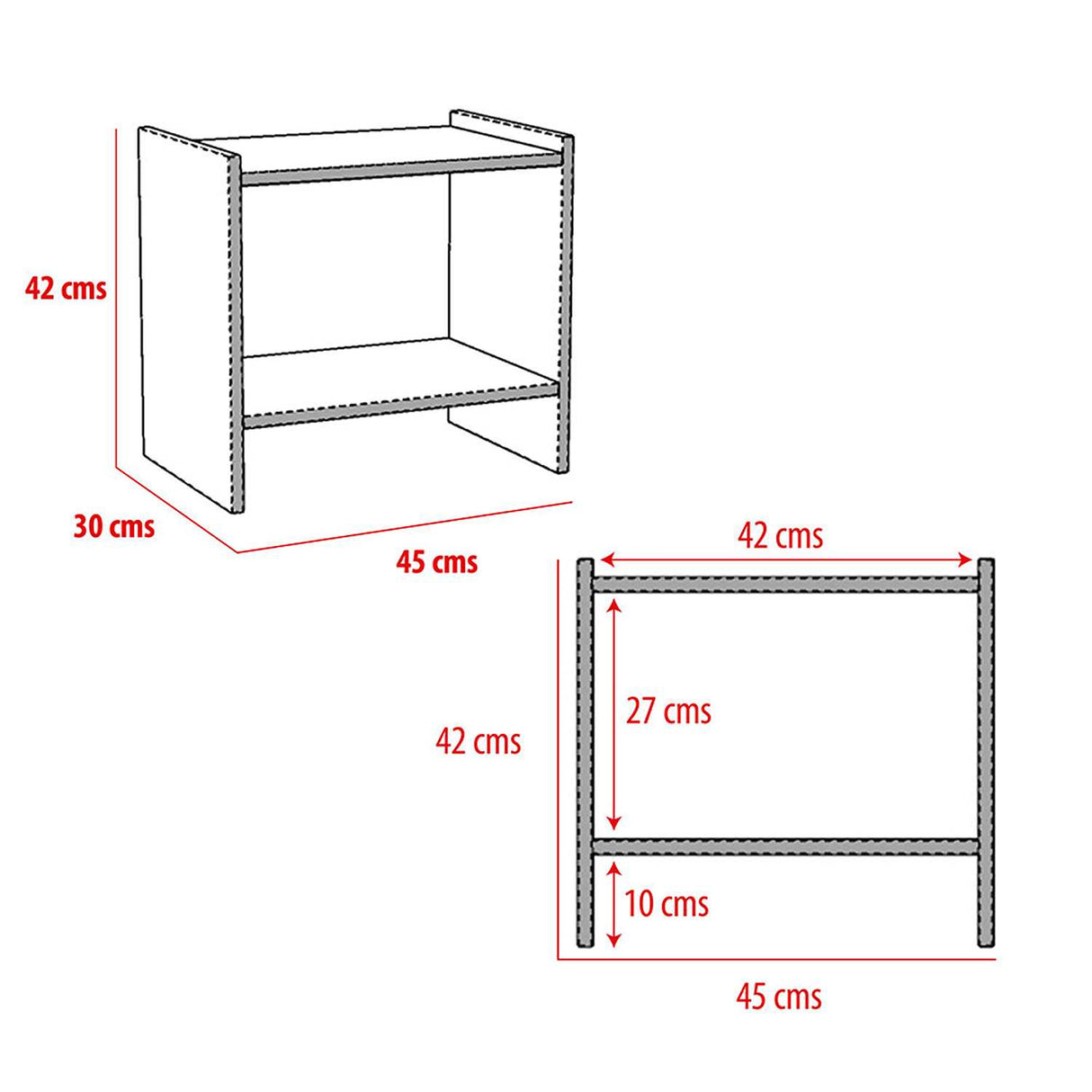Mesa de Noche Orleans Duna 45 cm con Entrepaño - Mesas de Noche | Bylmo