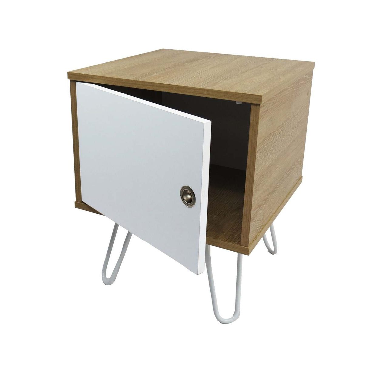 Mesa de Noche Paris Plus Duna y Blanco 40 cm con un Cajón - Mesas de Noche | Bylmo