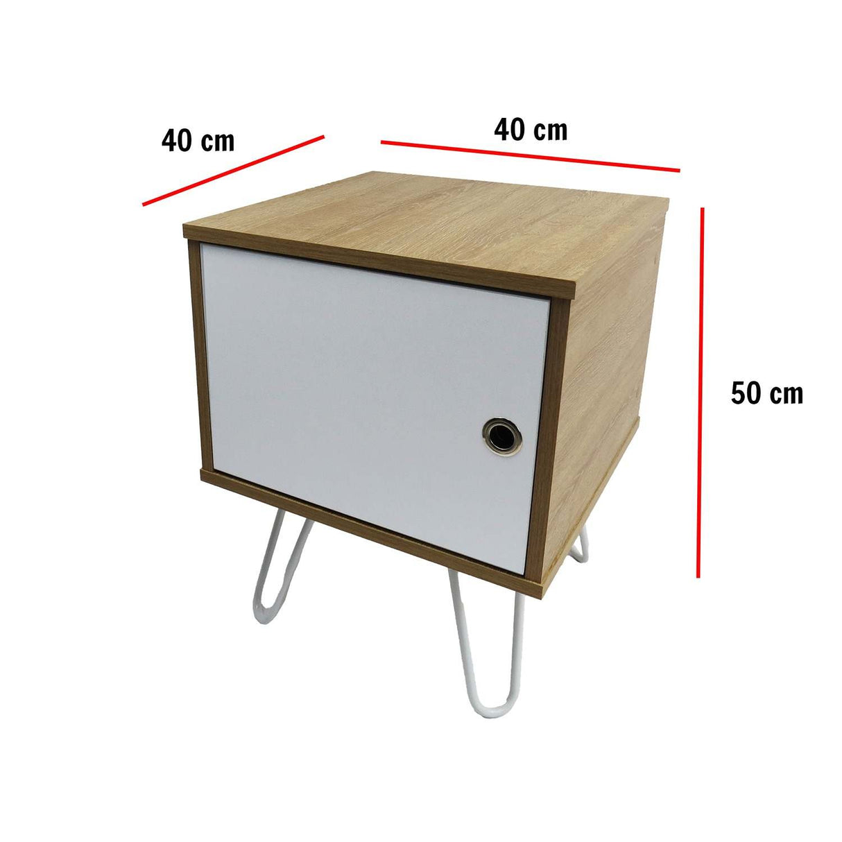Mesa de Noche Paris Plus Duna y Blanco 40 cm con un Cajón - Mesas de Noche | Bylmo