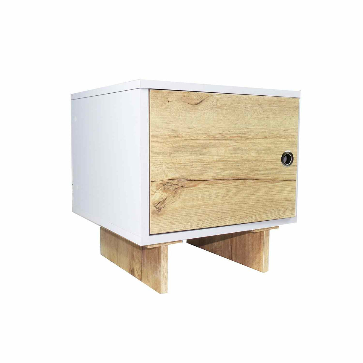 Mesa de Noche x 2 Flow Blanco 40 cm con Cajón - Mesas de Noche | Bylmo