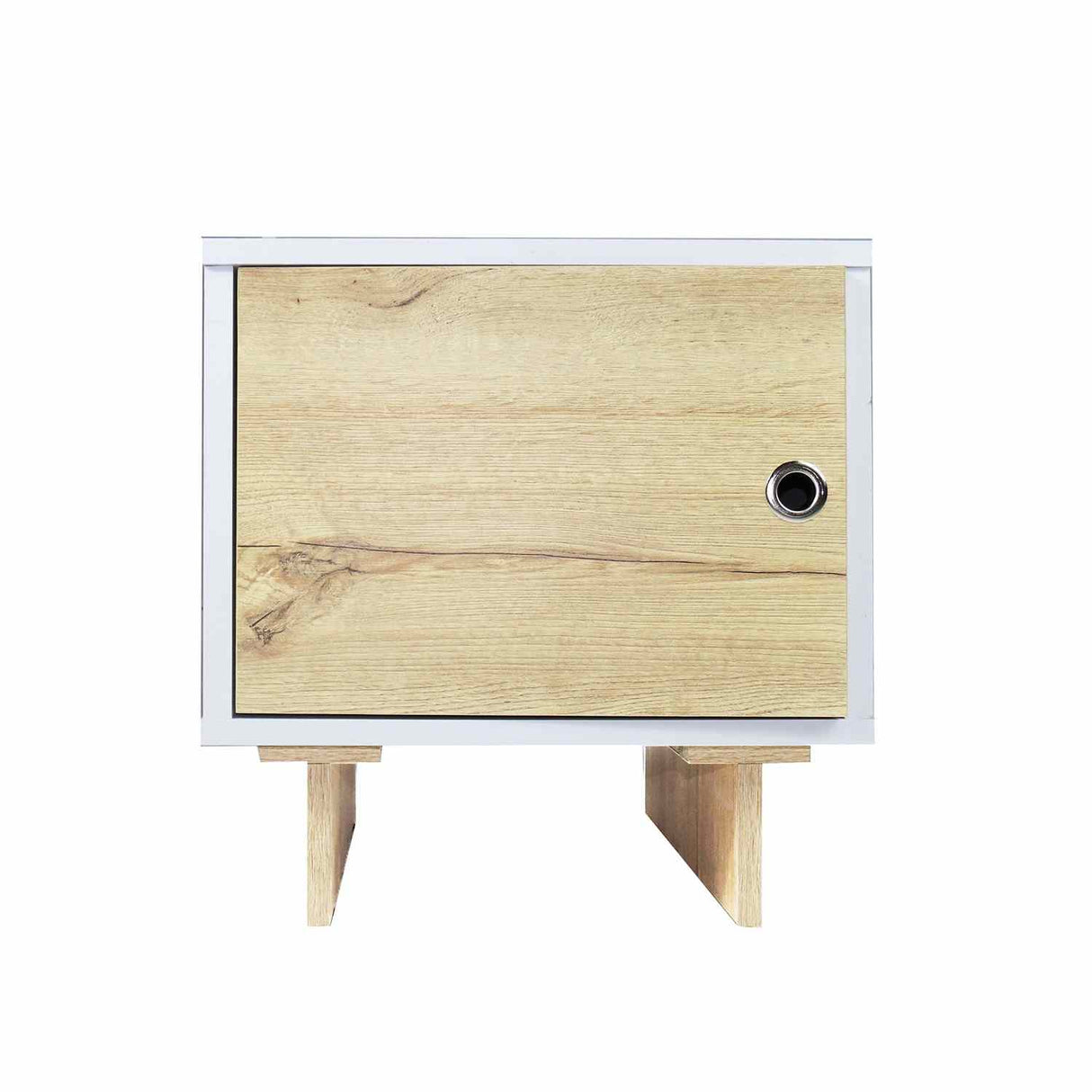 Mesa de Noche x 2 Flow Blanco 40 cm con Cajón - Mesas de Noche | Bylmo