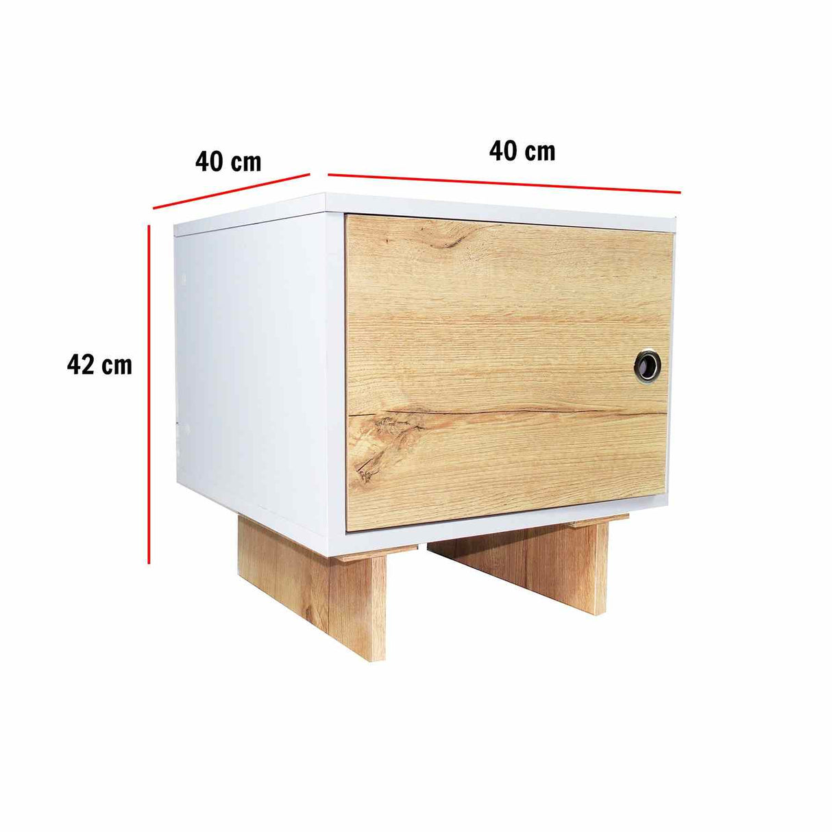 Mesa de Noche x 2 Flow Blanco 40 cm con Cajón - Mesas de Noche | Bylmo