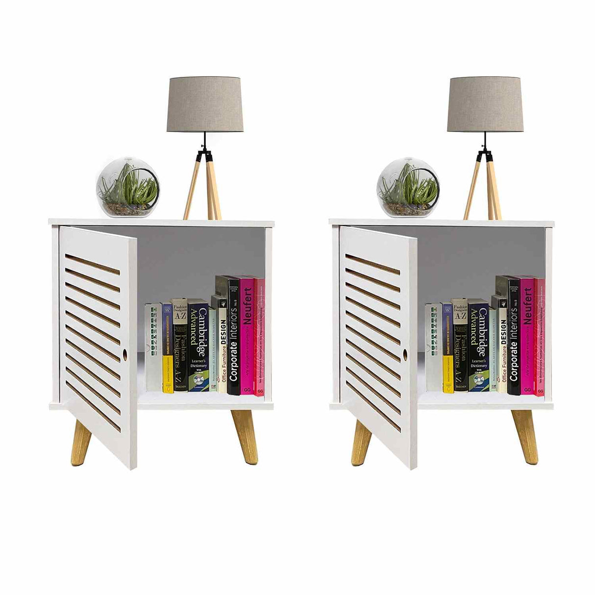 Mesa de Noche x 2 Tolú Blanco 40 cm con Cajón - Mesas de Noche | Bylmo