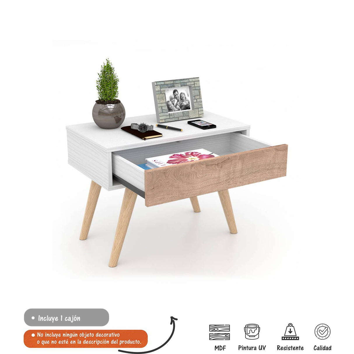 Mesa de Centro Las Vegas Blanco 60x46cm Rectangular con Patas y con Compartimientos - Mesas de Centro | Bylmo