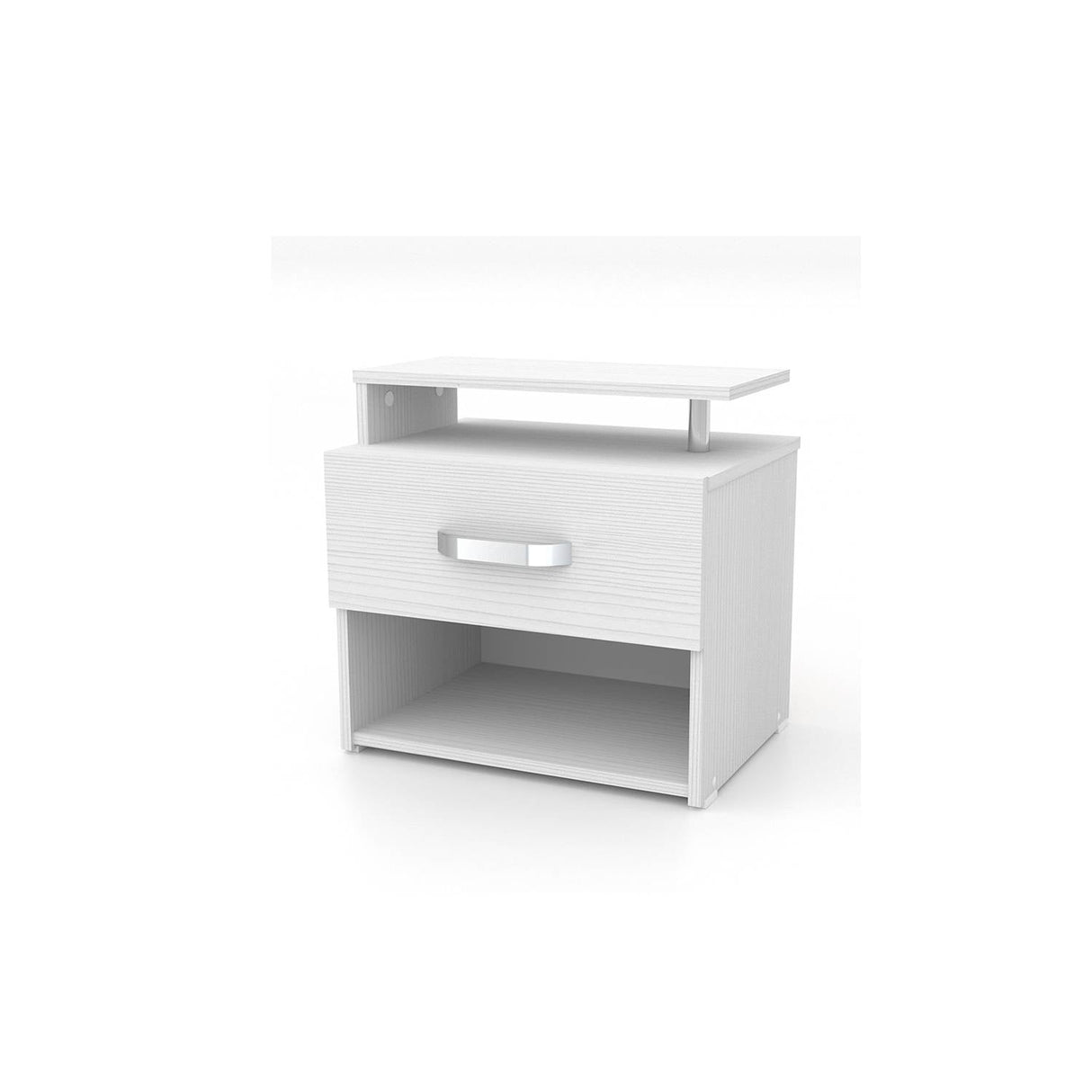 Mesa de Noche Roma Blanco 48x47cm con Un Cajón y con Un Compartimiento - Mesas de Noche | Bylmo