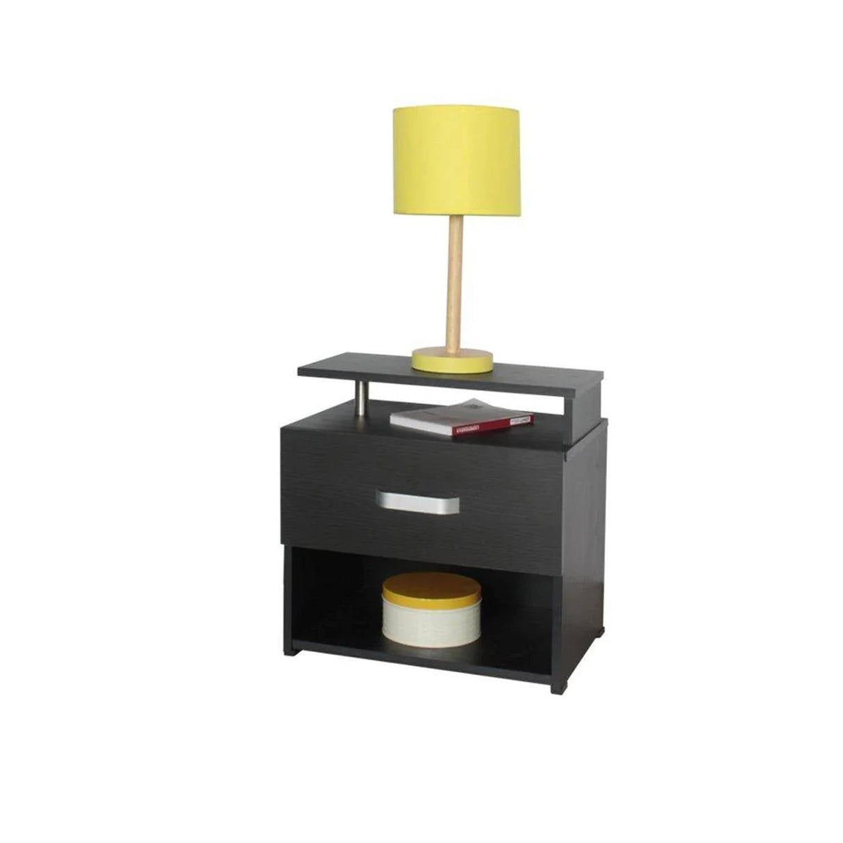 Mesa de Noche Roma Wengue 48x47cm con Un Cajón y con Un Compartimiento - Mesas de Noche | Bylmo