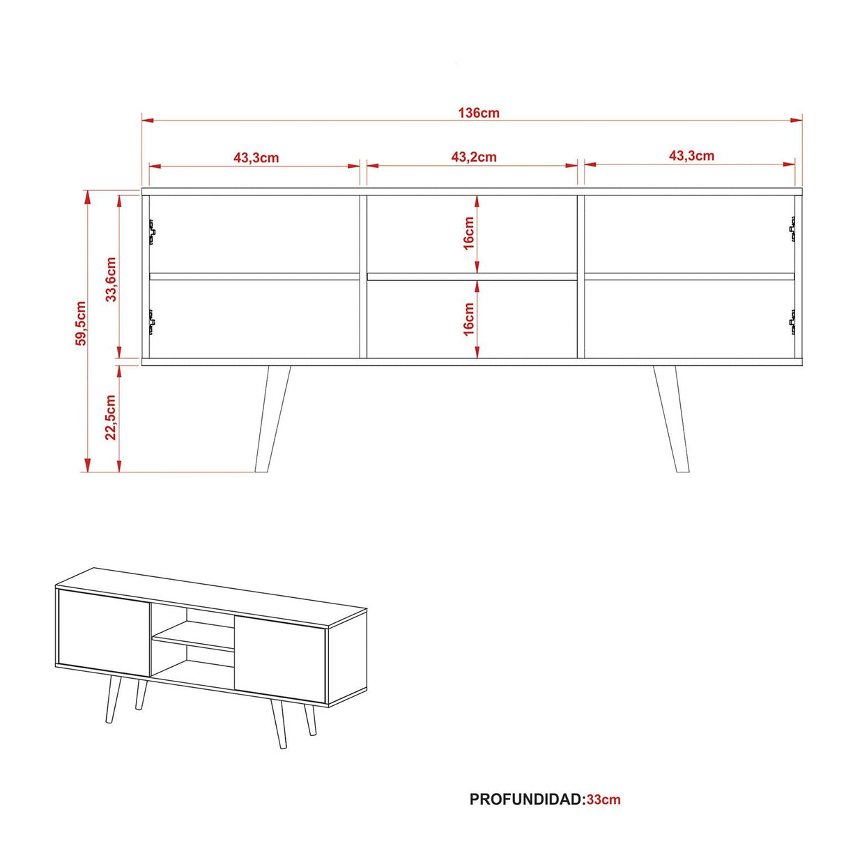 Rack Ecuador Almendra 136 cm con Dos Puertas - Muebles para TV | Bylmo