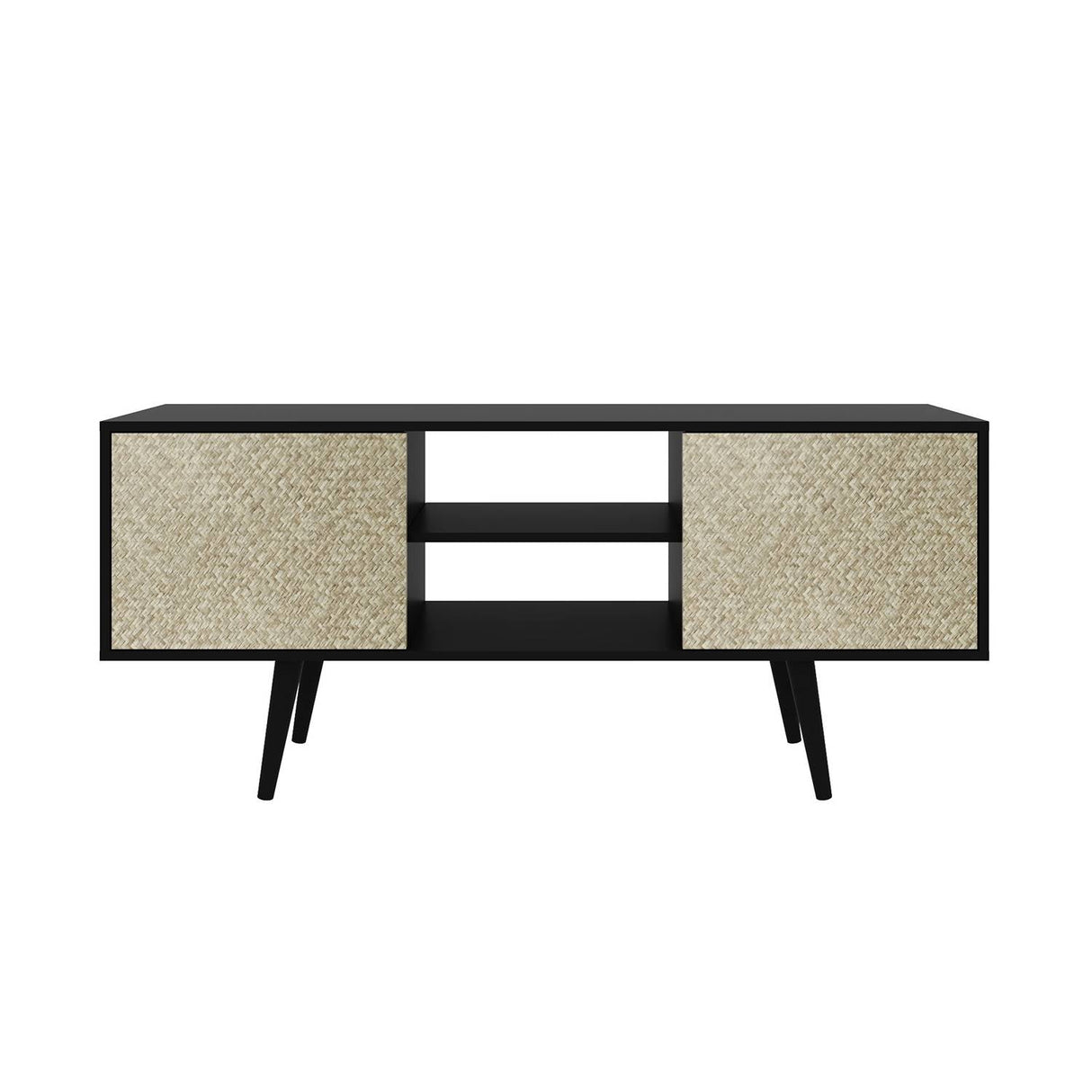 Rack Ecuador Negro 136 cm con Dos Puertas - Muebles para TV | Bylmo