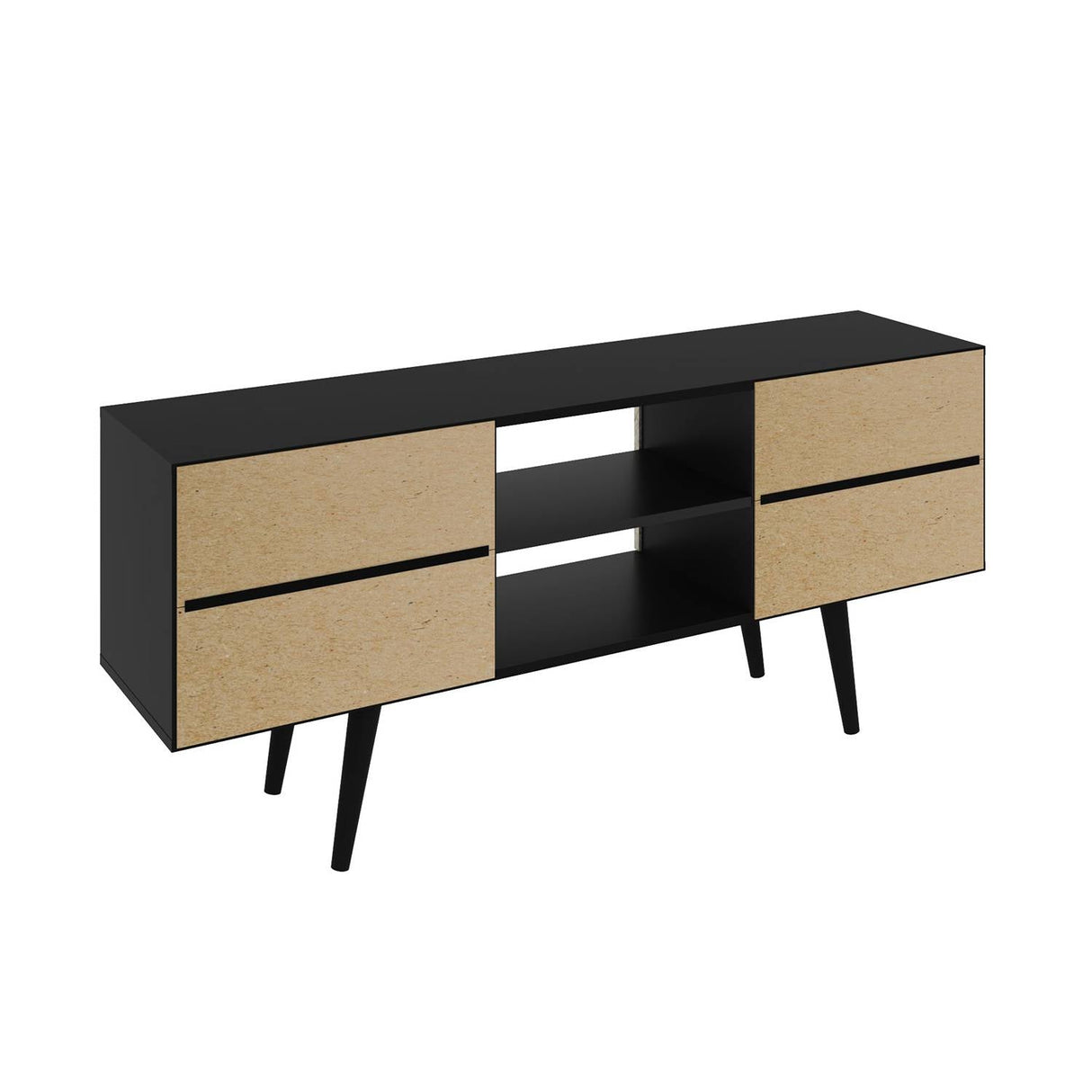 Rack Ecuador Negro 136 cm con Dos Puertas - Muebles para TV | Bylmo