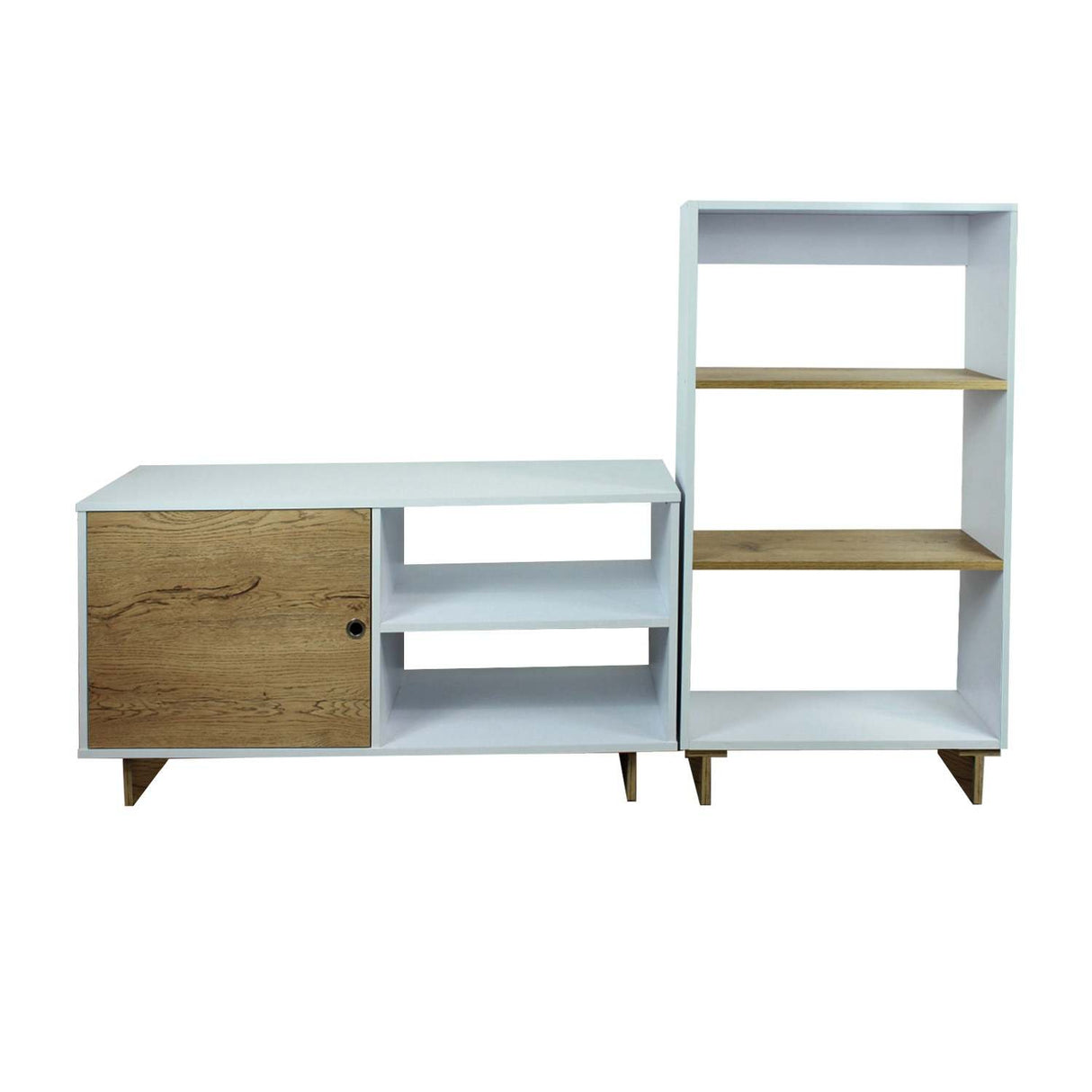 Mesa para TV Flow Blanco 60 cm con Biblioteca - Combos Sala | Bylmo