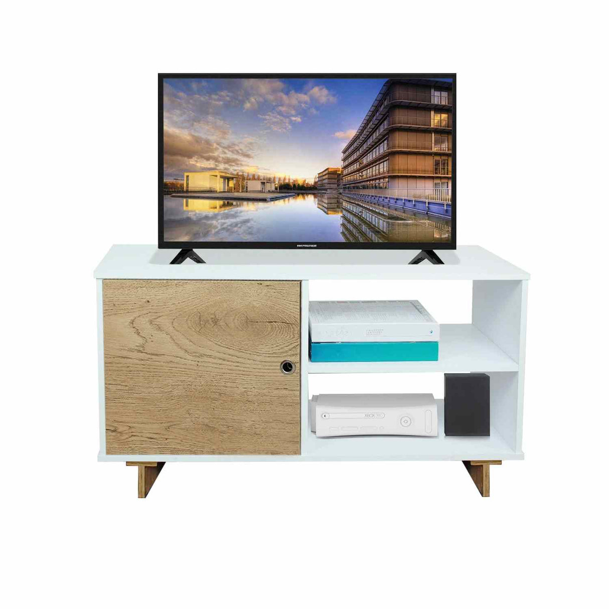 Mesa para TV Flow Blanco 60 cm con Biblioteca - Combos Sala | Bylmo