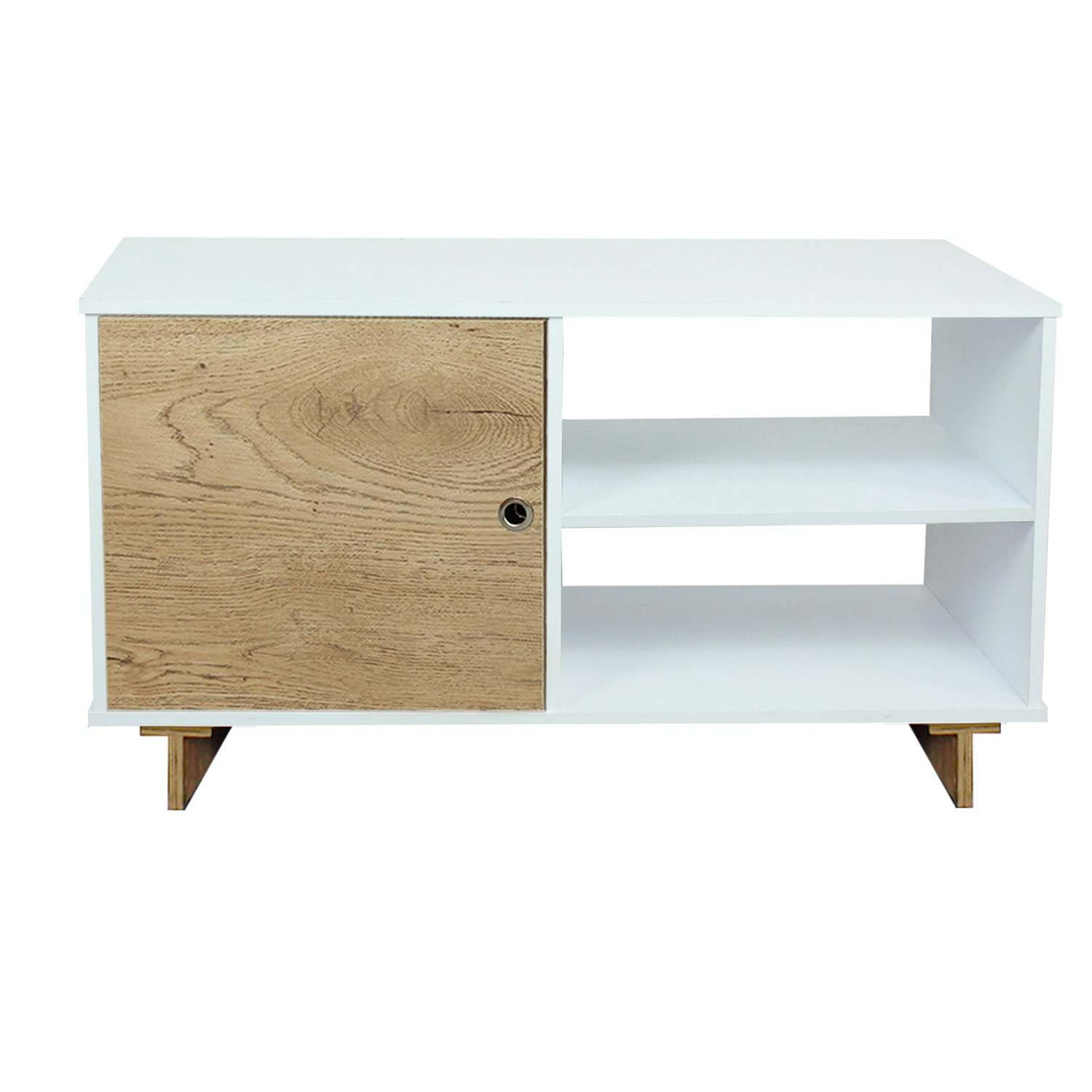 Mesa para TV Flow Duna y Blanco 110 cm con Cajon y Entrepaño para TV Hasta 50 Pulgadas - Muebles de TV | Bylmo
