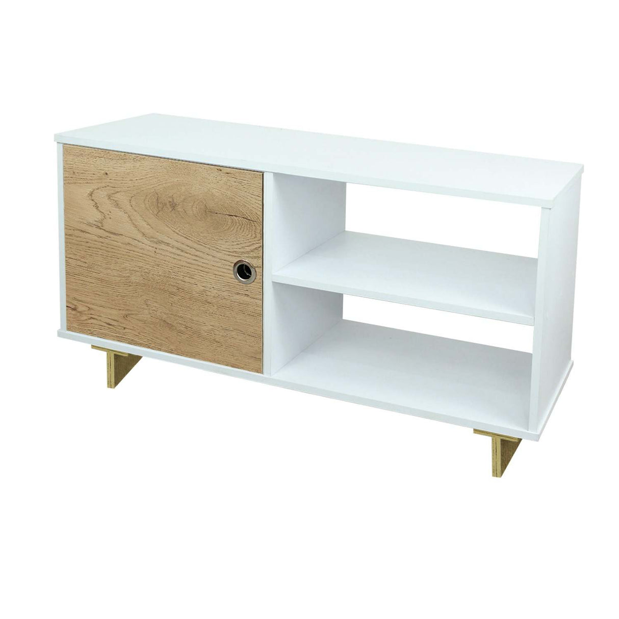 Mesa para TV Flow Duna y Blanco 110 cm con Cajon y Entrepaño para TV Hasta 50 Pulgadas - Muebles de TV | Bylmo