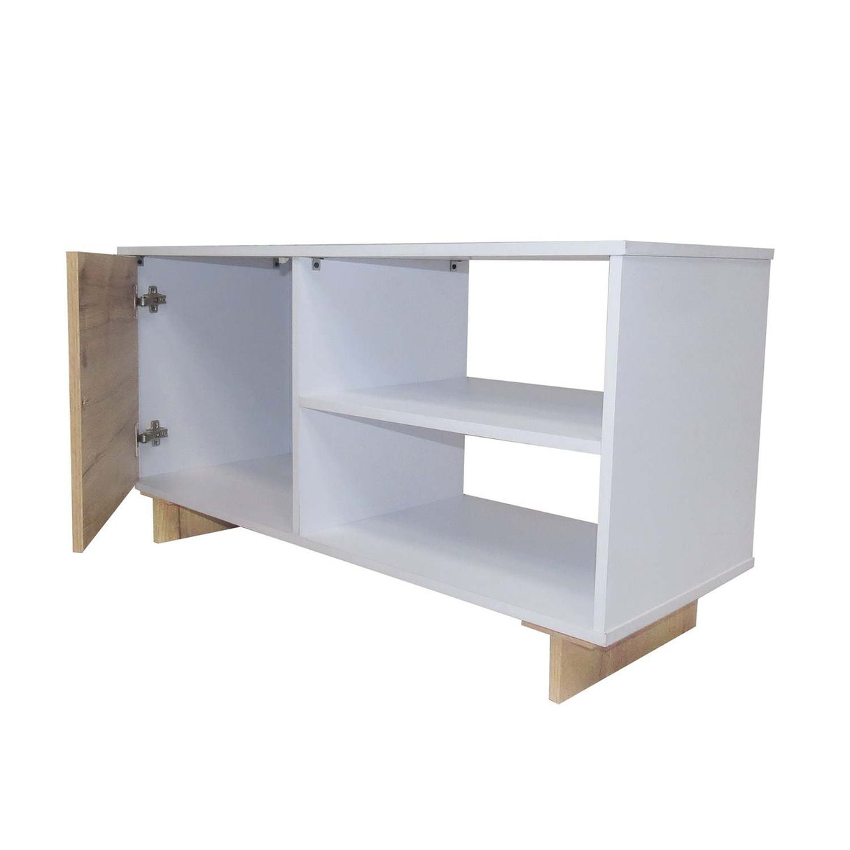 Mesa para TV Flow Duna y Blanco 110 cm con Cajon y Entrepaño para TV Hasta 50 Pulgadas - Muebles de TV | Bylmo