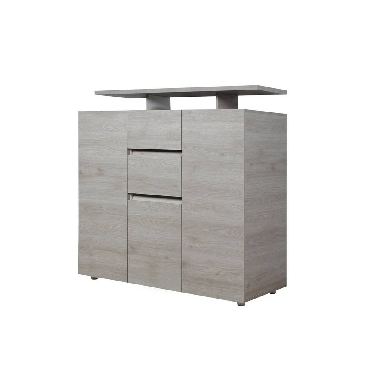 Mesa para TV Fosco Ceniza 120.9x122cm Para TV Hasta 47 Pulgadas con Tres Cajones y con Patas - Muebles de TV | Bylmo