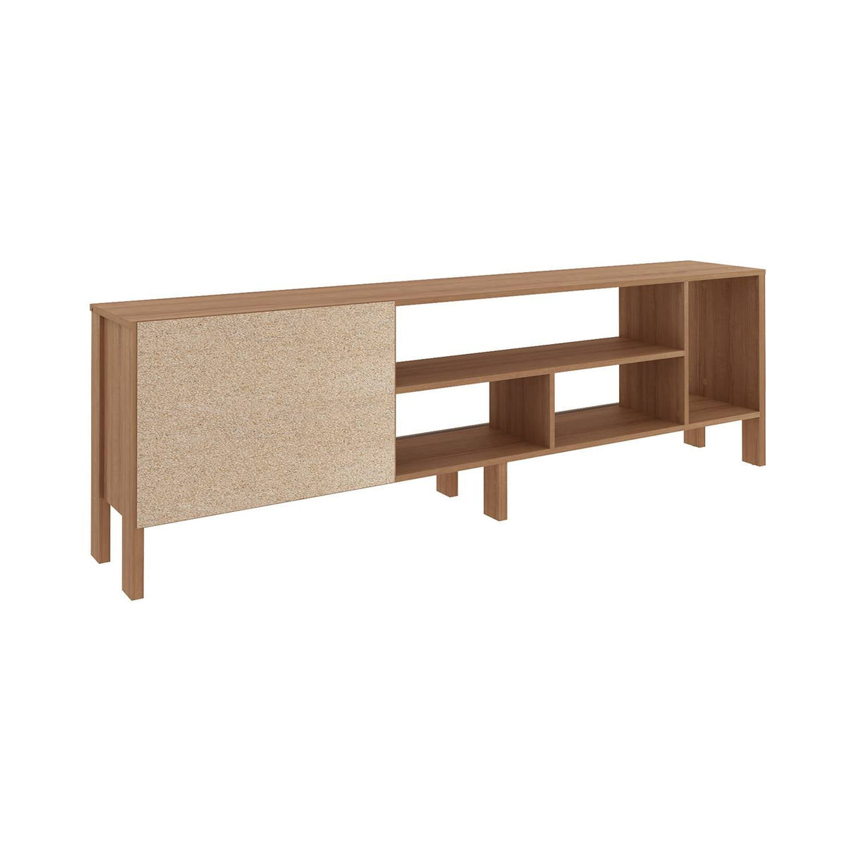 Rack Inmaculada Almendra y Negro 183 cm con Una Puerta - Muebles para TV | Bylmo