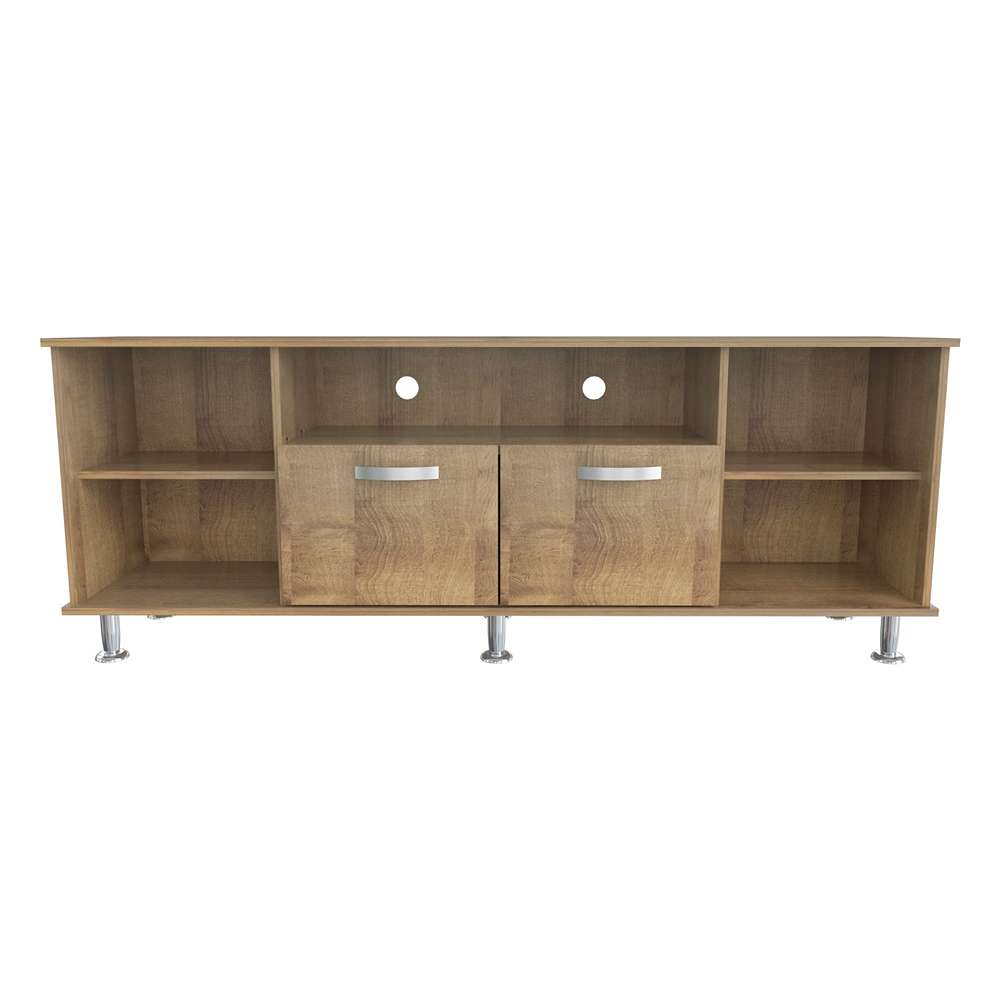 Mesa para TV Amaretto 140x61cm Para TV Hasta 60 Pulgadas con Dos Cajones con Ranuras para Cables y con Patas - Muebles de TV | Bylmo