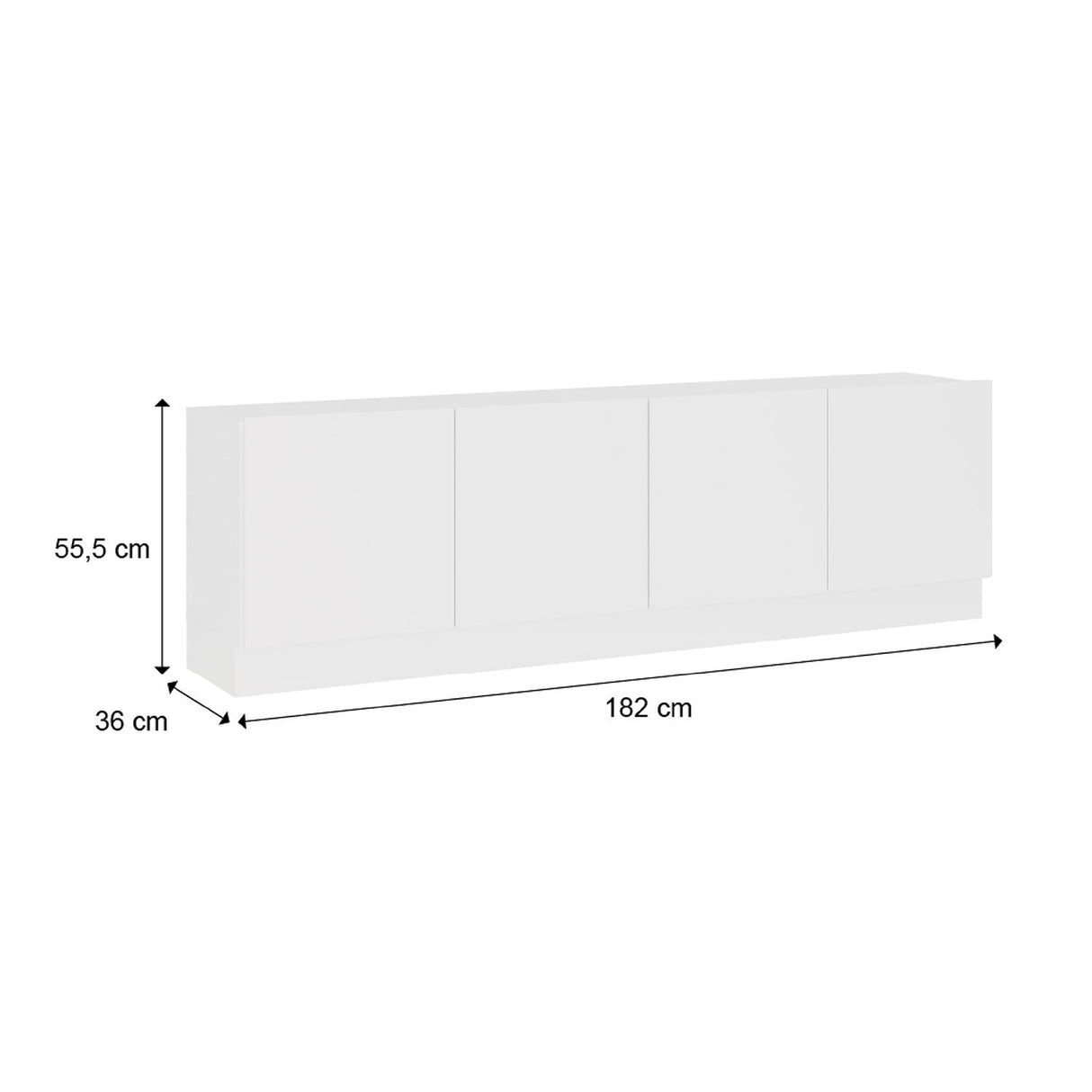 Mesa para TV Mind Blanco 182x55cm Para TV Hasta 70 Pulgadas con Cuatro Cajones y con Ranuras para Cables - Muebles de TV | Bylmo