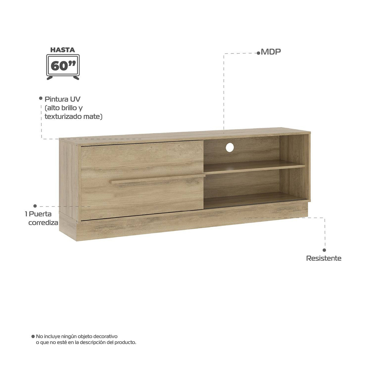 Mesa para TV Noce 43x4cm Para TV Hasta 60 Pulgadas sin Cajones - Muebles de TV | Bylmo