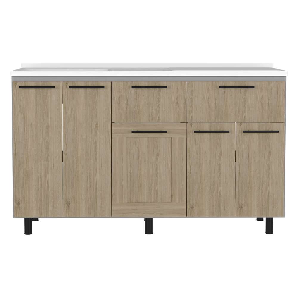 Mueble Inferior Izquierda Hasselt Rovere y Gris 150 cm con Mesón - Cocinas | Bylmo