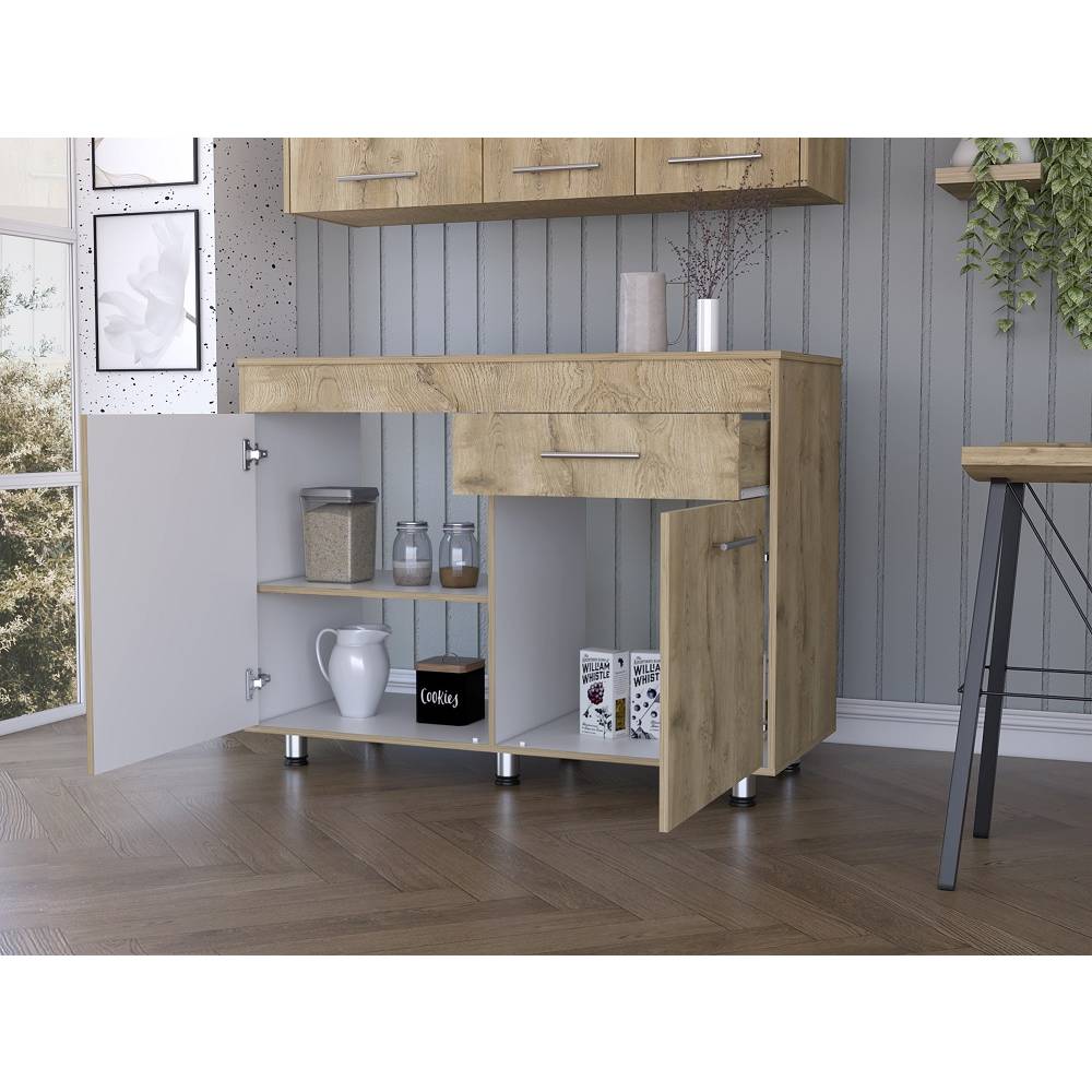 Mueble Inferior con Dos Puertas y Un Cajón Orión Macadamia 120 cm - Cocinas | Bylmo