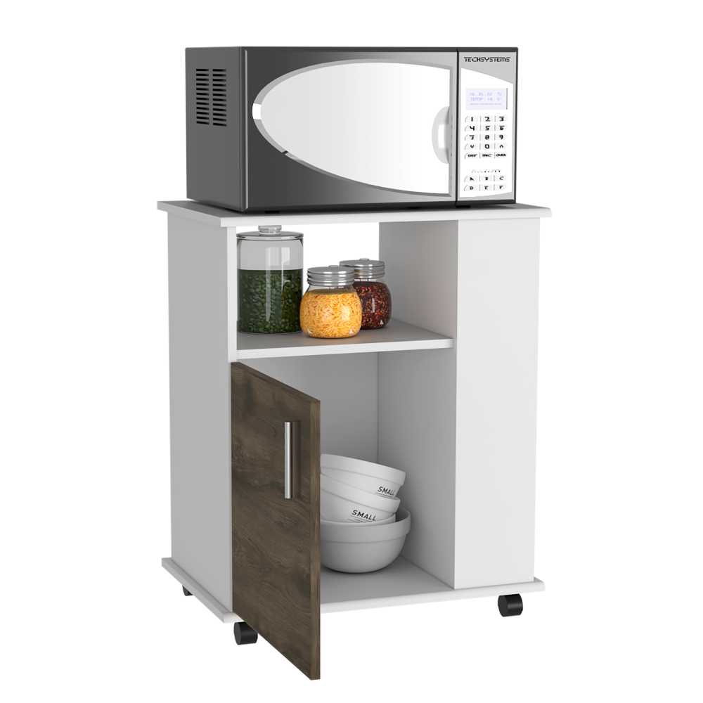 Mueble Microondas Blanco y Bellota 60x73.5cm sin Cajones y con Un Puertas - Muebles Organizadores | Bylmo