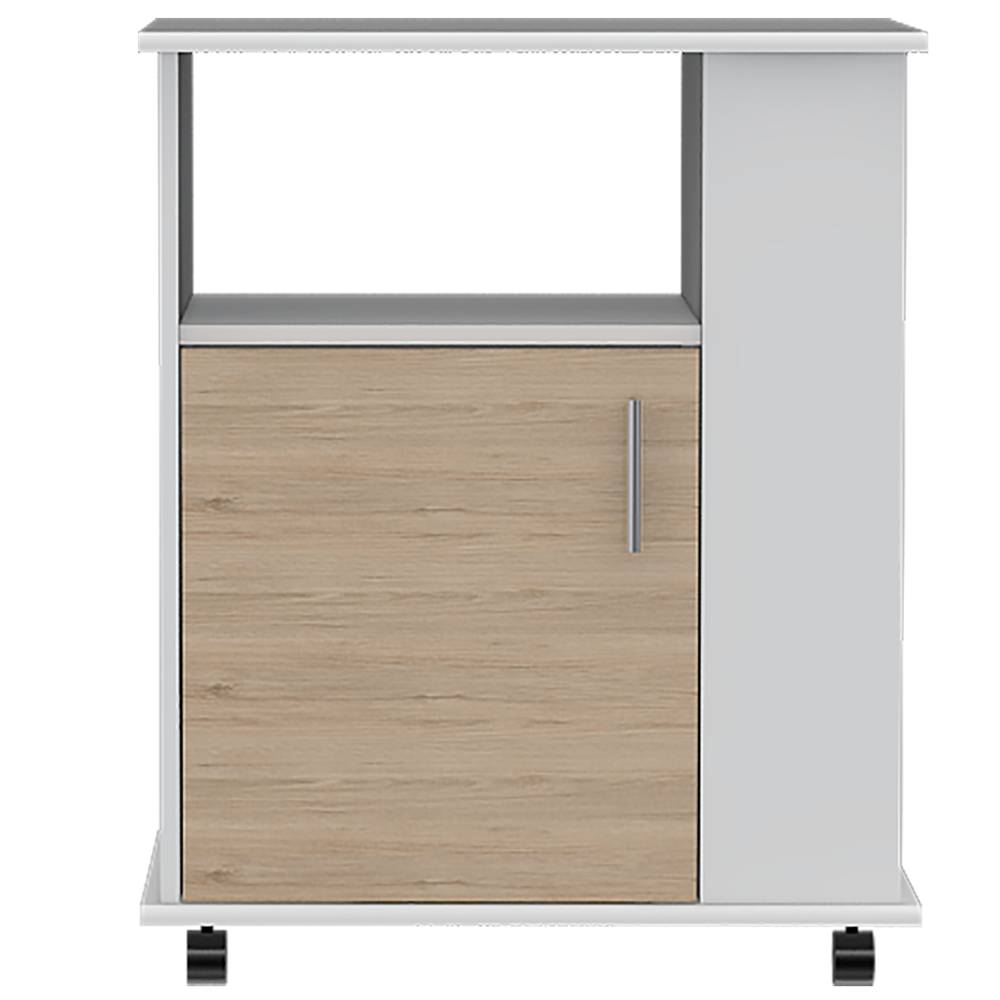Mueble Auxiliar Heraldo Blanco y Rovere 60 cm con Una Puerta y Entrepaños Laterales - Muebles Organizadores | Bylmo