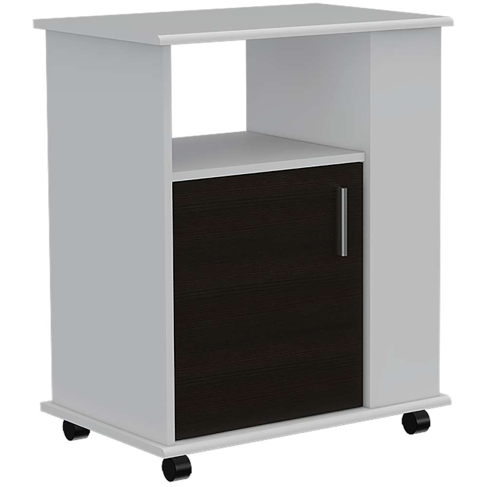 Mueble Auxiliar Heraldo Blanco y Wengue 60 cm con Una Puerta y Entrepaños Laterales - Muebles Organizadores | Bylmo