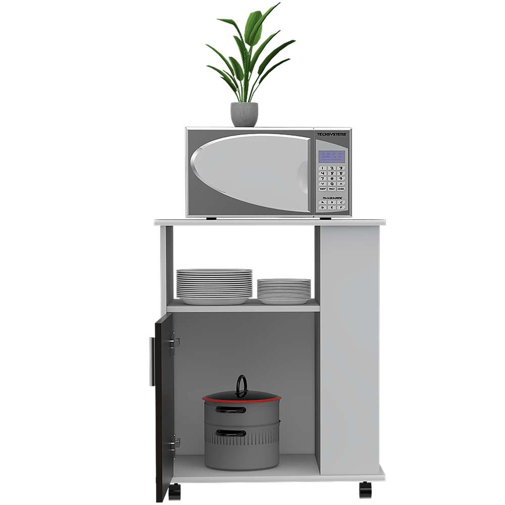 Mueble Auxiliar Heraldo Blanco y Wengue 60 cm con Una Puerta y Entrepaños Laterales - Muebles Organizadores | Bylmo