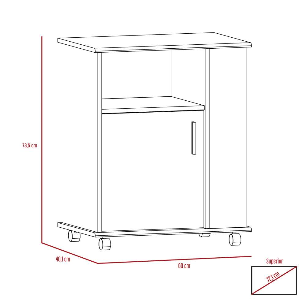 Mueble Auxiliar Heraldo Blanco y Wengue 60 cm con Una Puerta y Entrepaños Laterales - Muebles Organizadores | Bylmo