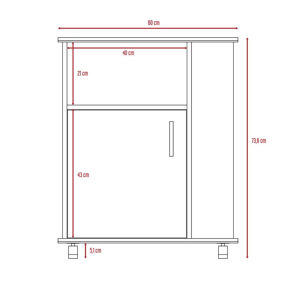 Mueble Auxiliar Heraldo Blanco y Wengue 60 cm con Una Puerta y Entrepaños Laterales - Muebles Organizadores | Bylmo