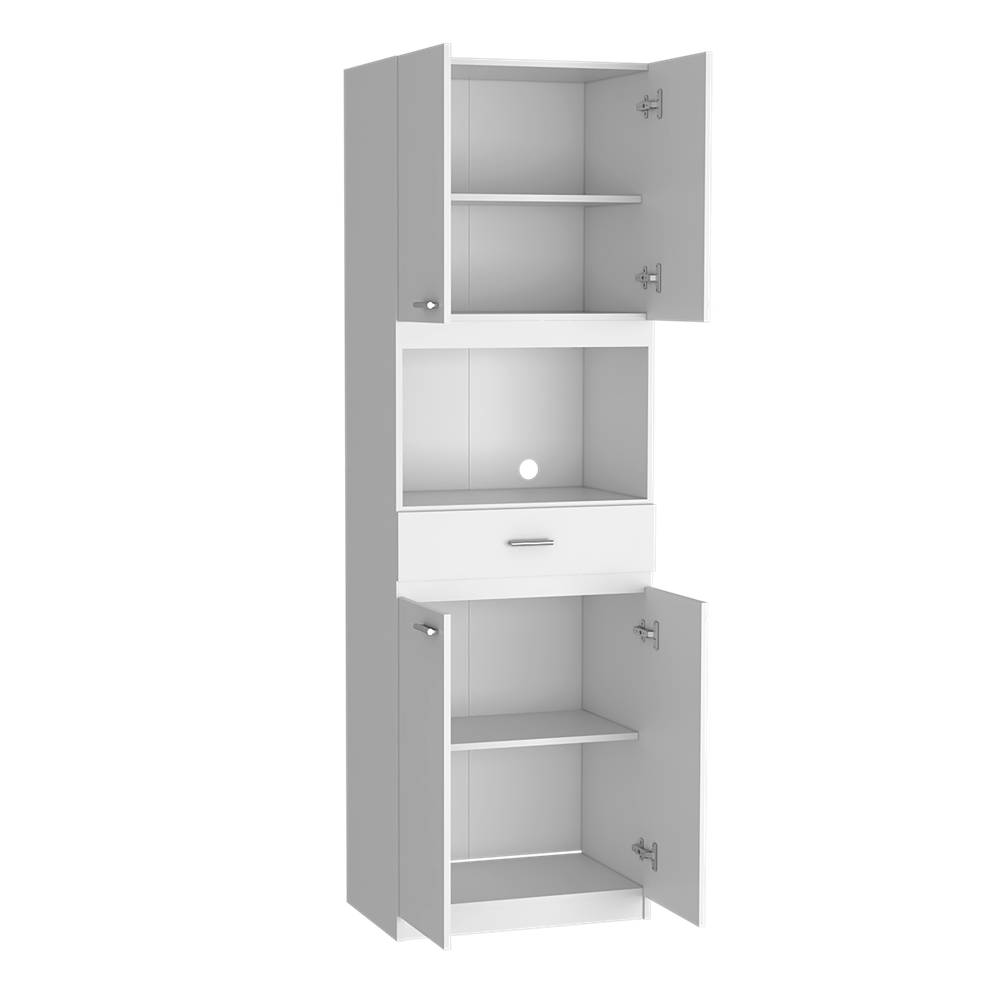 Módulo Para Microondas Bau Blanco 62x197cm con Un Entrepaño y con Cuatro Puertas - Muebles Organizadores | Bylmo