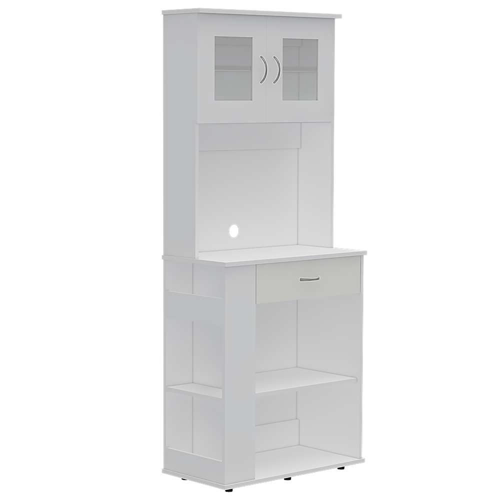 Mueble Microondas Capienza Blanco 70 cm con Dos Puertas, Un Cajón y Entrepaños - Muebles Organizadores | Bylmo