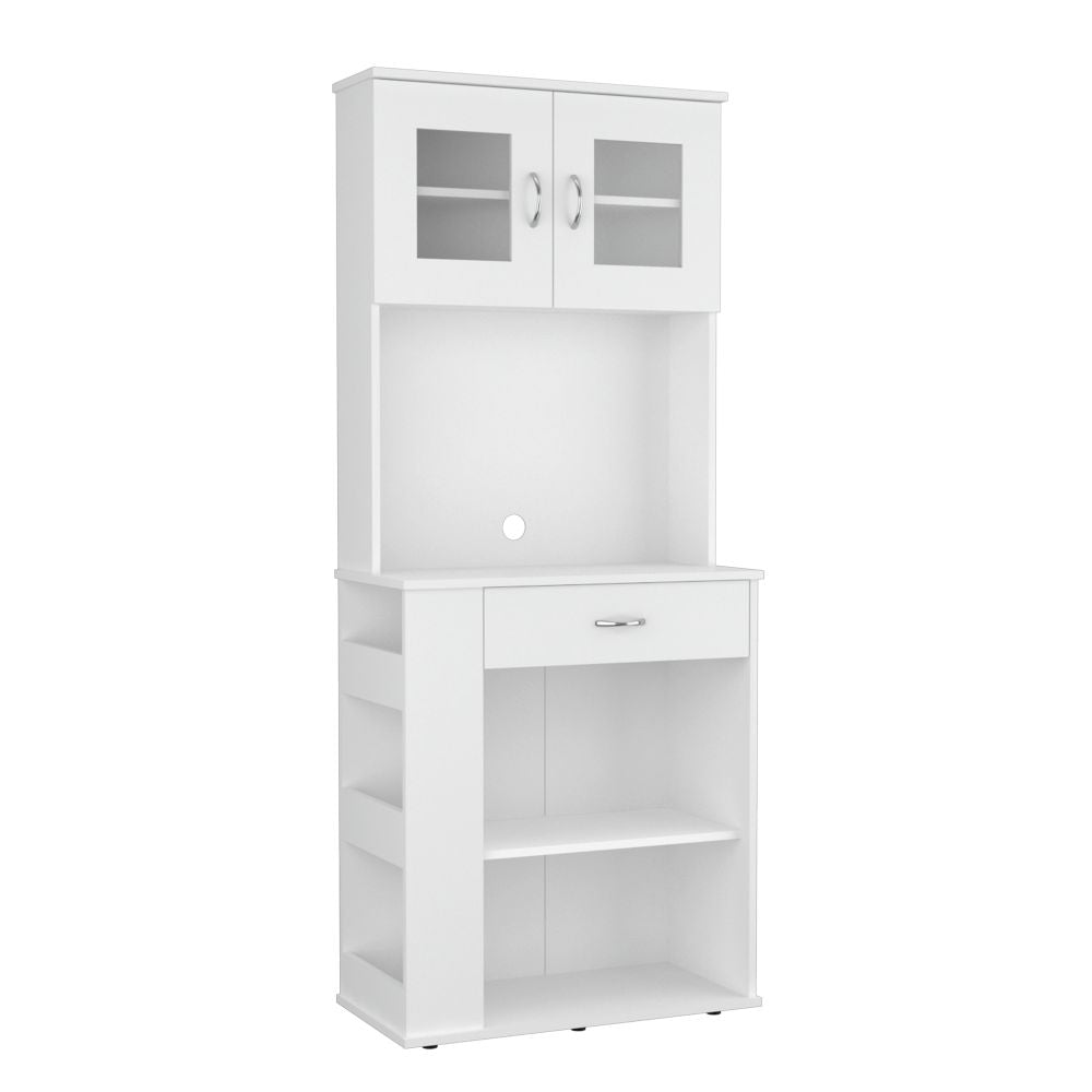 Mueble Microondas Capienza Plus Blanco 70 cm con Dos Puertas, Un Cajón y Entrepaños - Muebles Organizadores | Bylmo